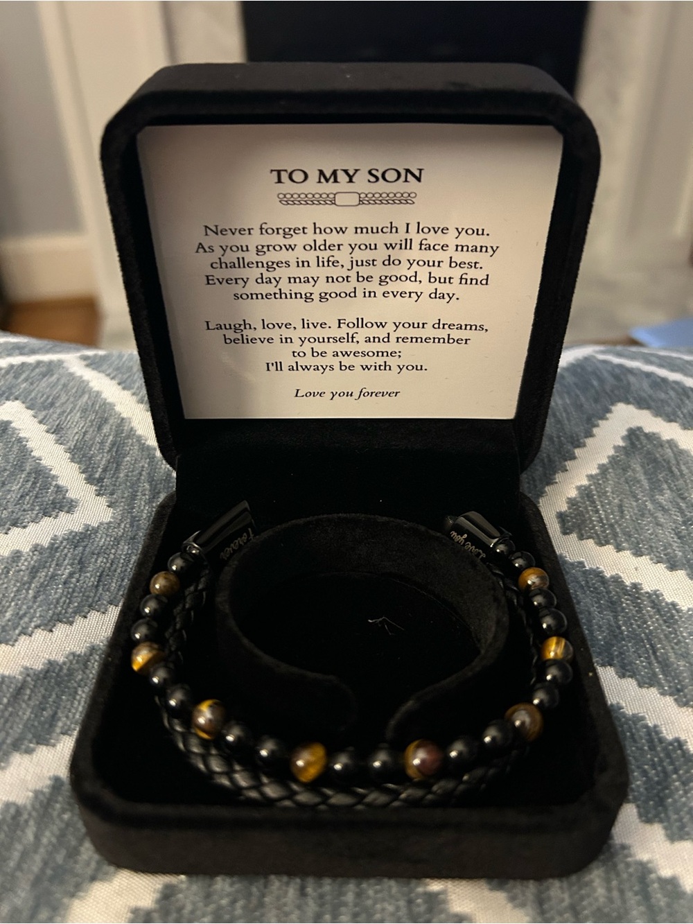To My Son | Love You Forever | Leather Beaded Bracelet
19CM / 7.5 Inches